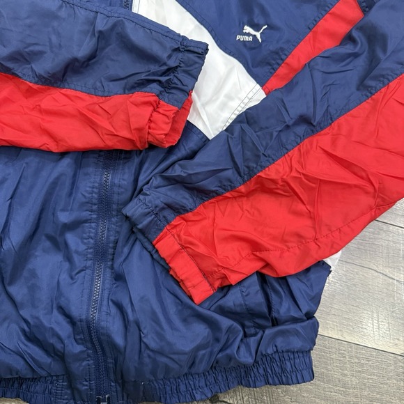 VTG 90s PUMA Multicolor USA Color Block Lightweight Windbreaker Jacket Mens Sz M - Picture 7 of 9